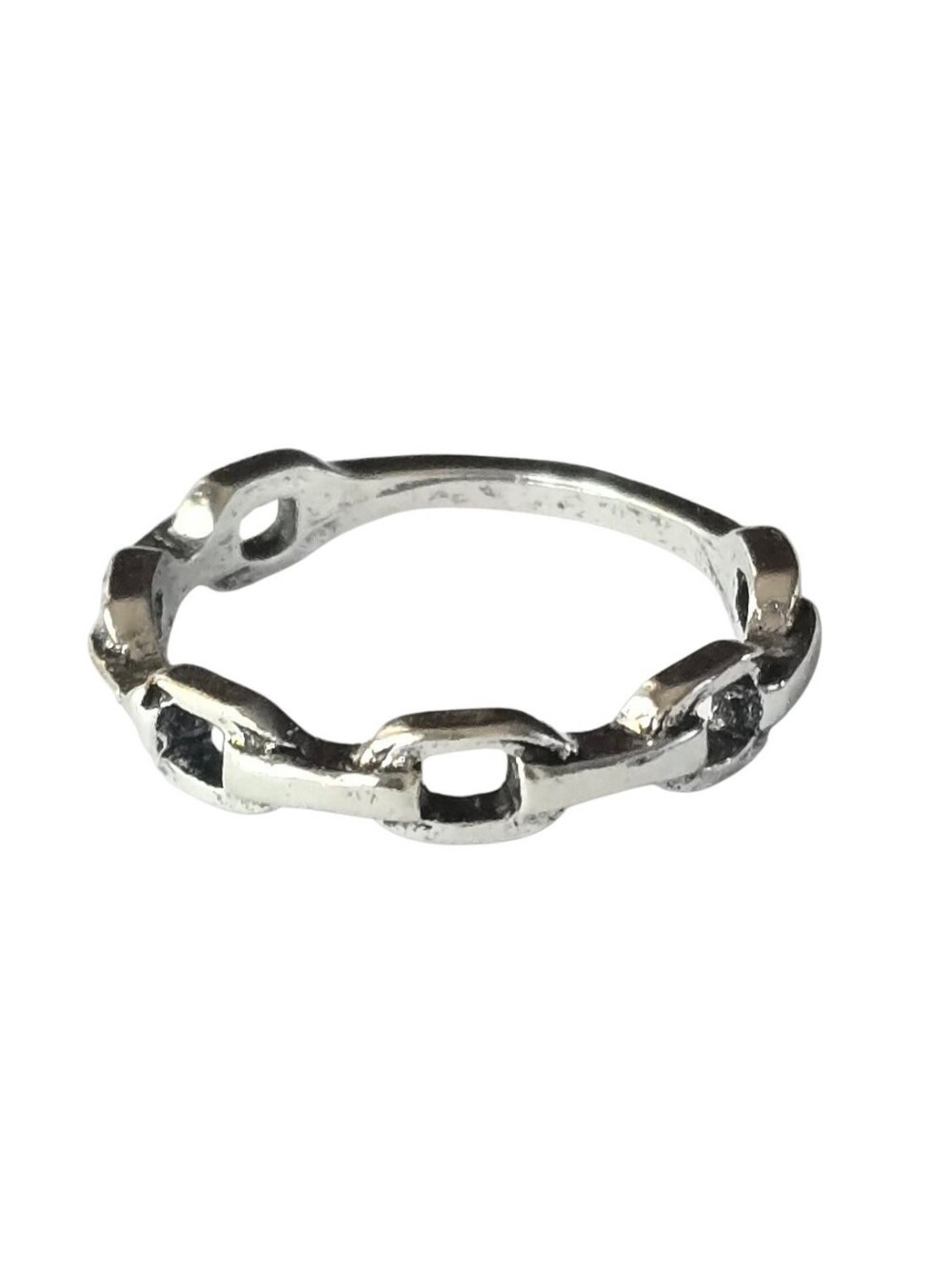 CHAIN LINK NEW SIZE 7 STACKABLE QUALITY TITANIUM SILVER RING